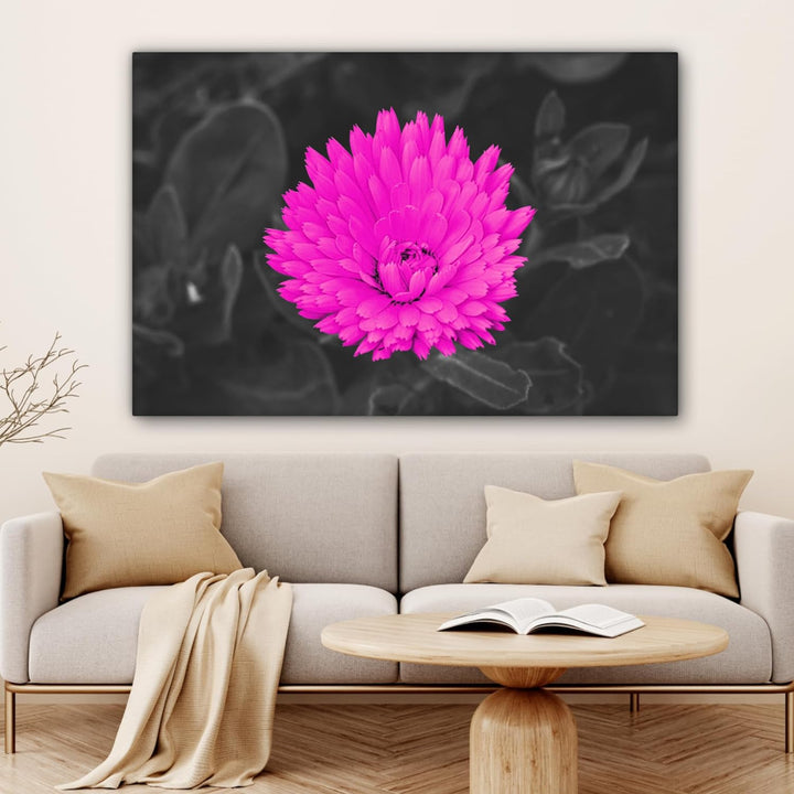 MuchoWow Leinwand Bilder, Einzigartige Wanddeko mit Rahmen, Blumen - Aquarell - Rosa, Wandbilder Woh