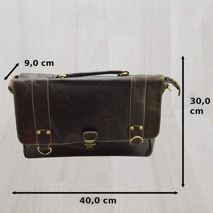 Messenger Aktentasche Wasserbüffel Leder Bag in 3 Grössen Natural Leder Tasche mit Schloss 40,0 x 30