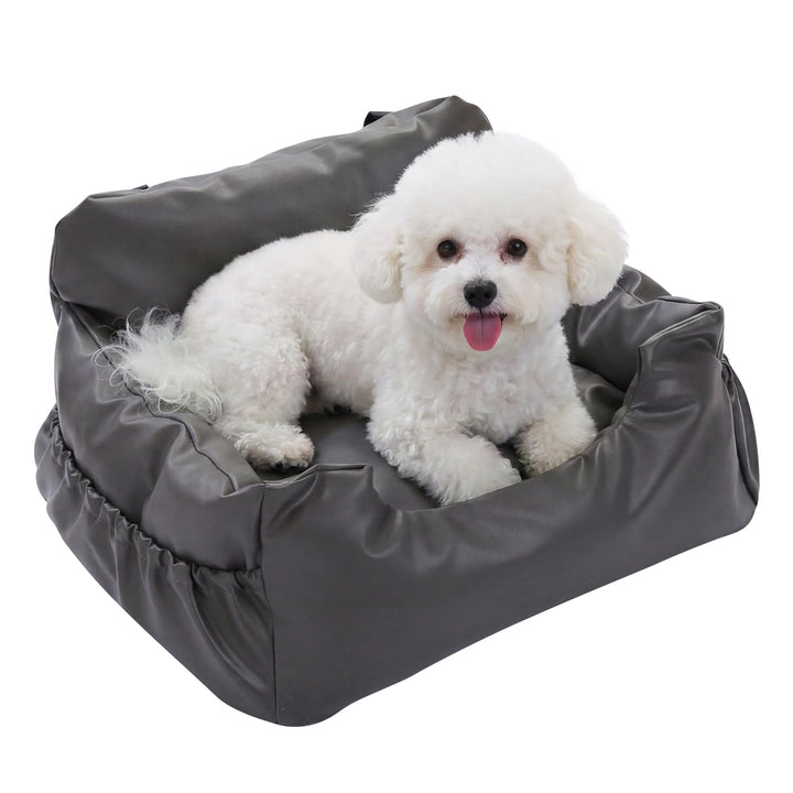 PETEPELA Kunstleder Hundeautositz 63 × 55 × 33 cm mit stabil Sicherheitsgurt Weich Hunde Sitzerhöhun
