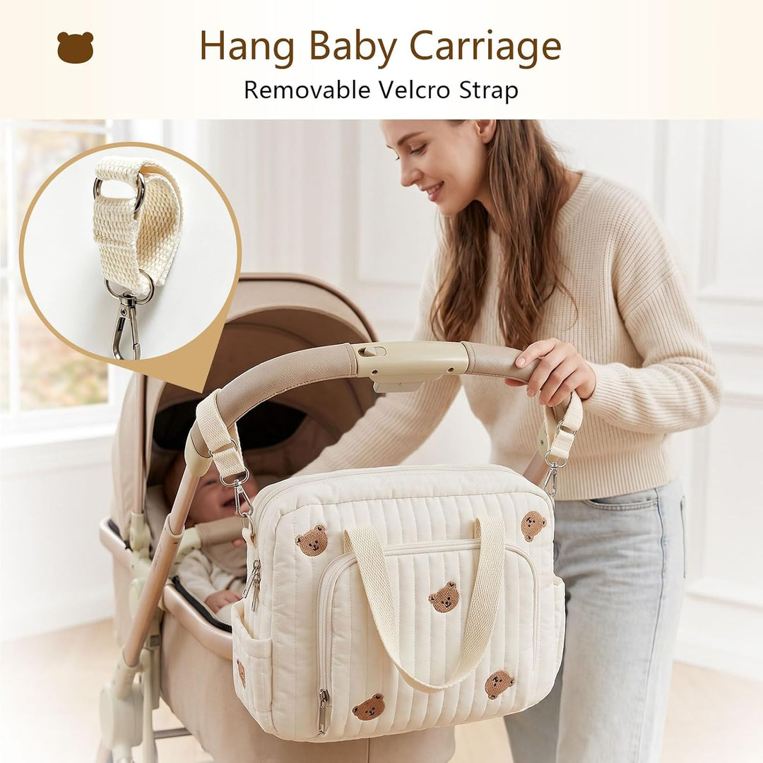 Wickeltasche für Babys, mittelgross, verstellbarer Riemen, Baumwollbär, multifunktionale Kuriertasch