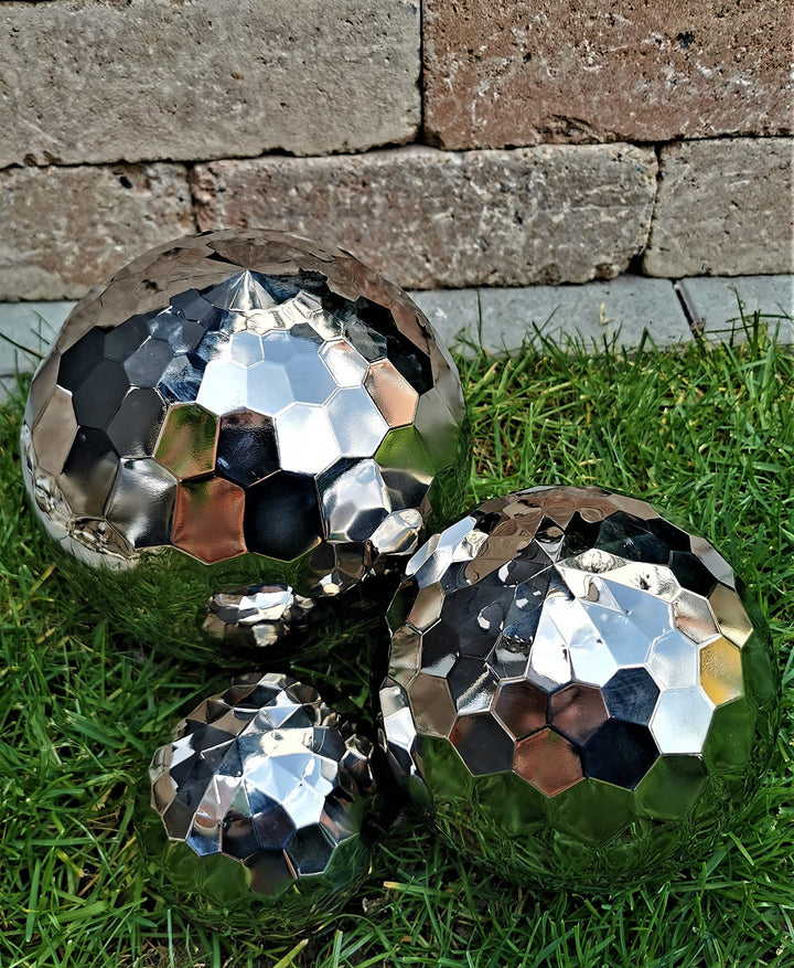Dekokugel Diamond 3er Set aus Edelstahl 25/20/10 cm poliert Dekorationskugel Edelstahlkugel