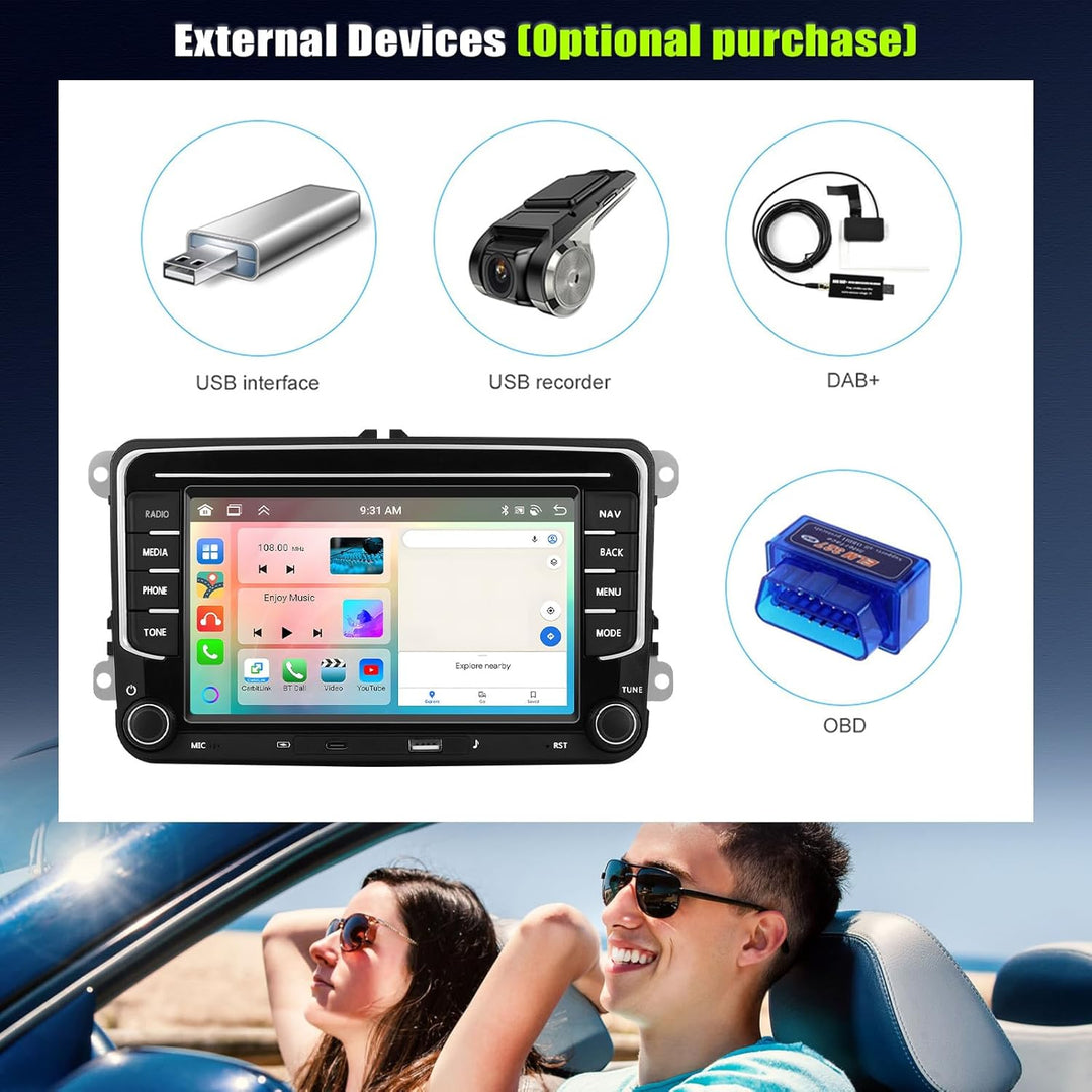 8 Core 6 + 128G Android 15 Autoradio für VW Passat Golf Sitz Altea Jatta Skoda, 7 "IPS 2.5D -Auto -R