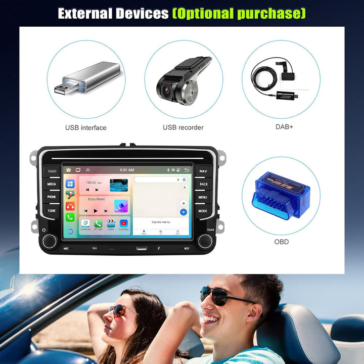 8 Core 6 + 128G Android 15 Autoradio für VW Passat Golf Sitz Altea Jatta Skoda, 7 "IPS 2.5D -Auto -R