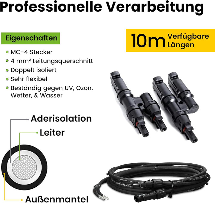 Offgridtec© Solar Connection Kit 2 4mm² - 10m Solarkabel + MC4 Steckverbindungen + Offgridtec Y-Abzw