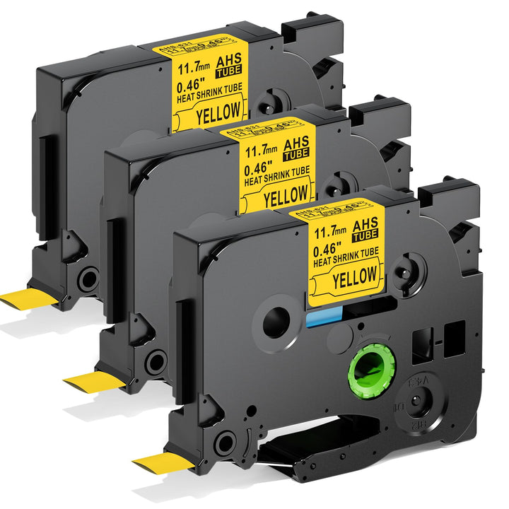 HSe631 Kompatible mit Brother Ptouch Schrumpfschlauch 11.7mm Gelb Schwarz auf Gelb 11.7mm x 1.5m 3,