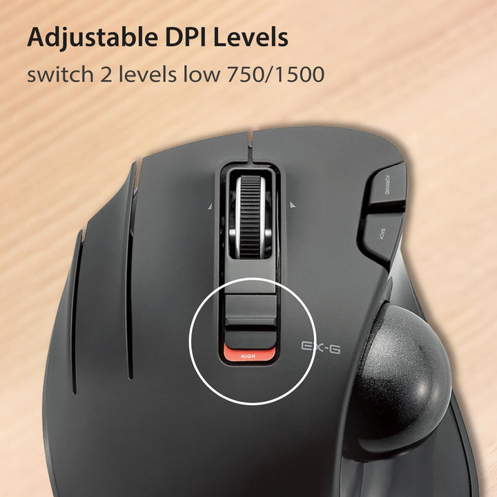 ELECOM EX-G Linkshänder-Trackball-Maus, 2,4 GHz USB Wireless, Ergonomisch, Daumensteuerung, Tracking