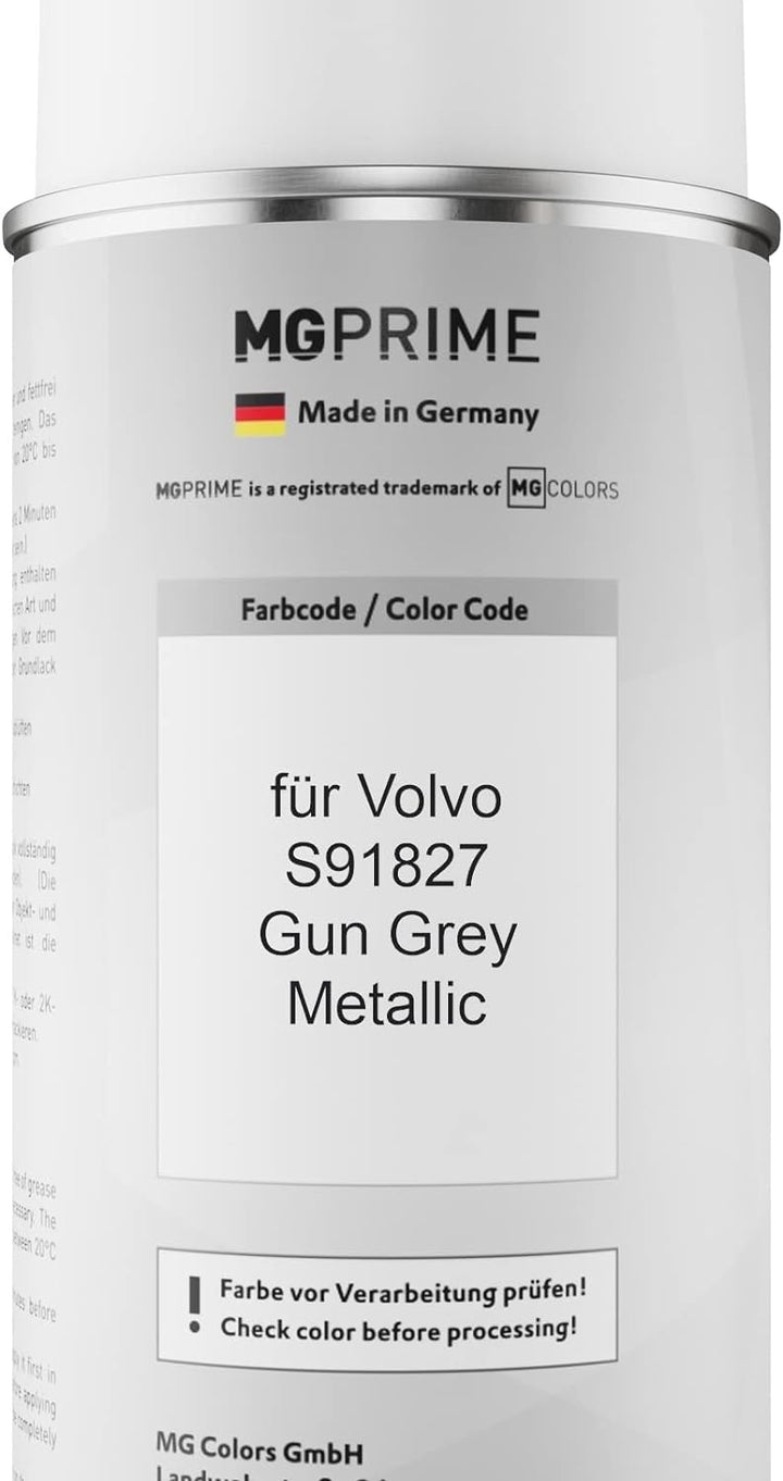 MG PRIME Autolack 2K Spraydosen Set für Volvo S91827 Gun Grey Metallic Basislack 2 Komponenten Klarl