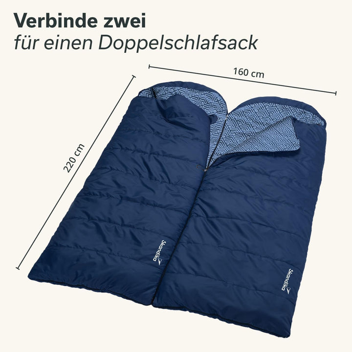 Skandika Deckenschlafsack Dundee Flanell | Baumwolle, Luxus-Qualität, koppelbar, Doppelschlafsack, 3