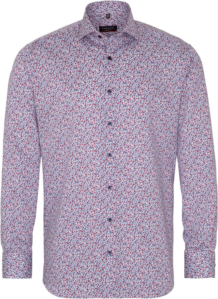 eterna Herren bedrucktes Twill-Hemd MODERN FIT 1/1 rot 40_H_1/1
