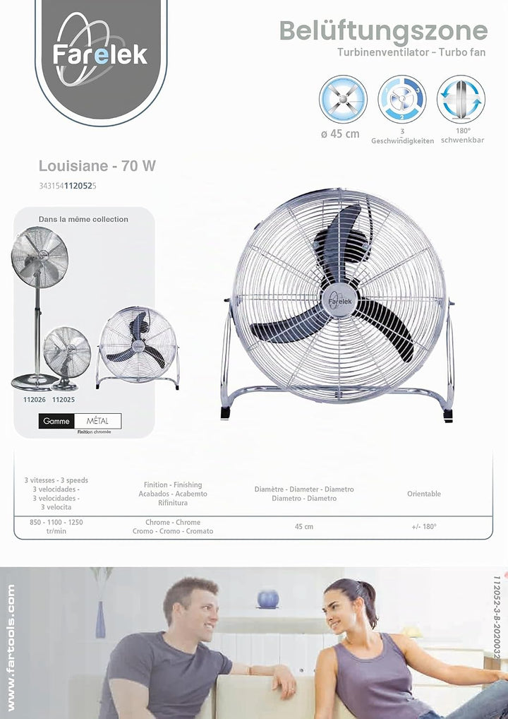 Farelek Louisiane Ventilator, 45 cm