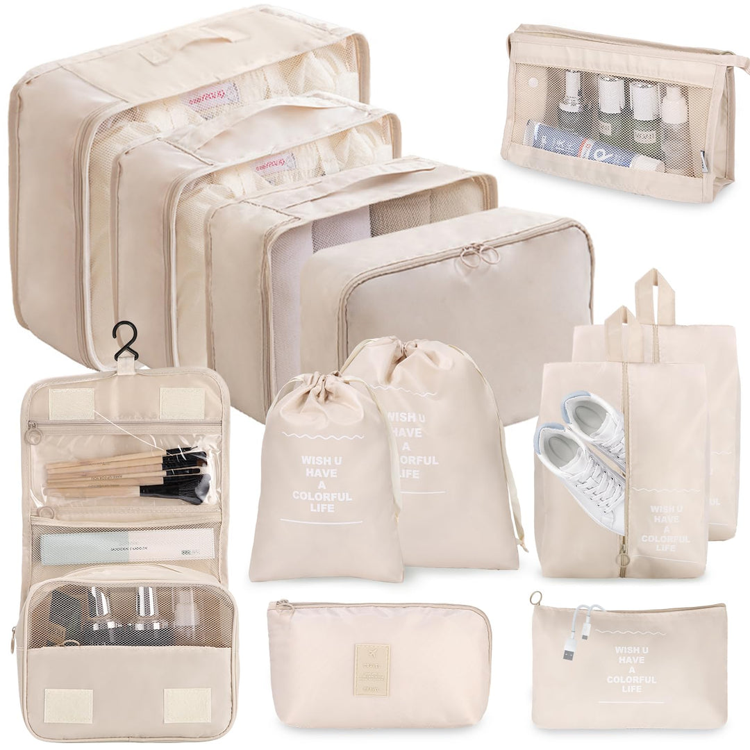 12-tlg. Kofferorganizer, Kofferorganizer, wasserdicht, mit Packtaschen, Kleiderbeutel, Kosmetiktasch