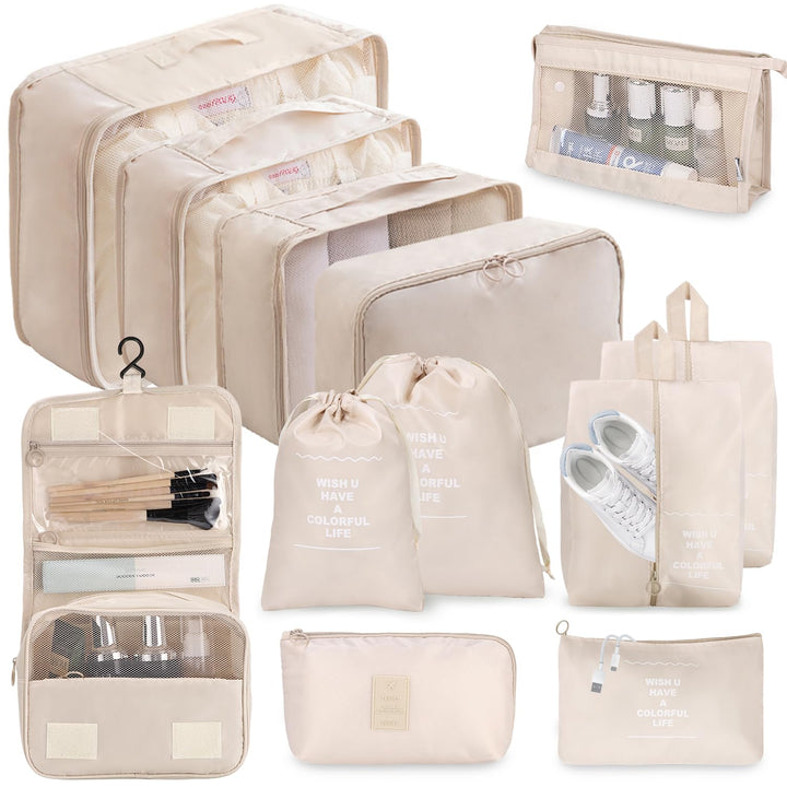12-tlg. Kofferorganizer, Kofferorganizer, wasserdicht, mit Packtaschen, Kleiderbeutel, Kosmetiktasch