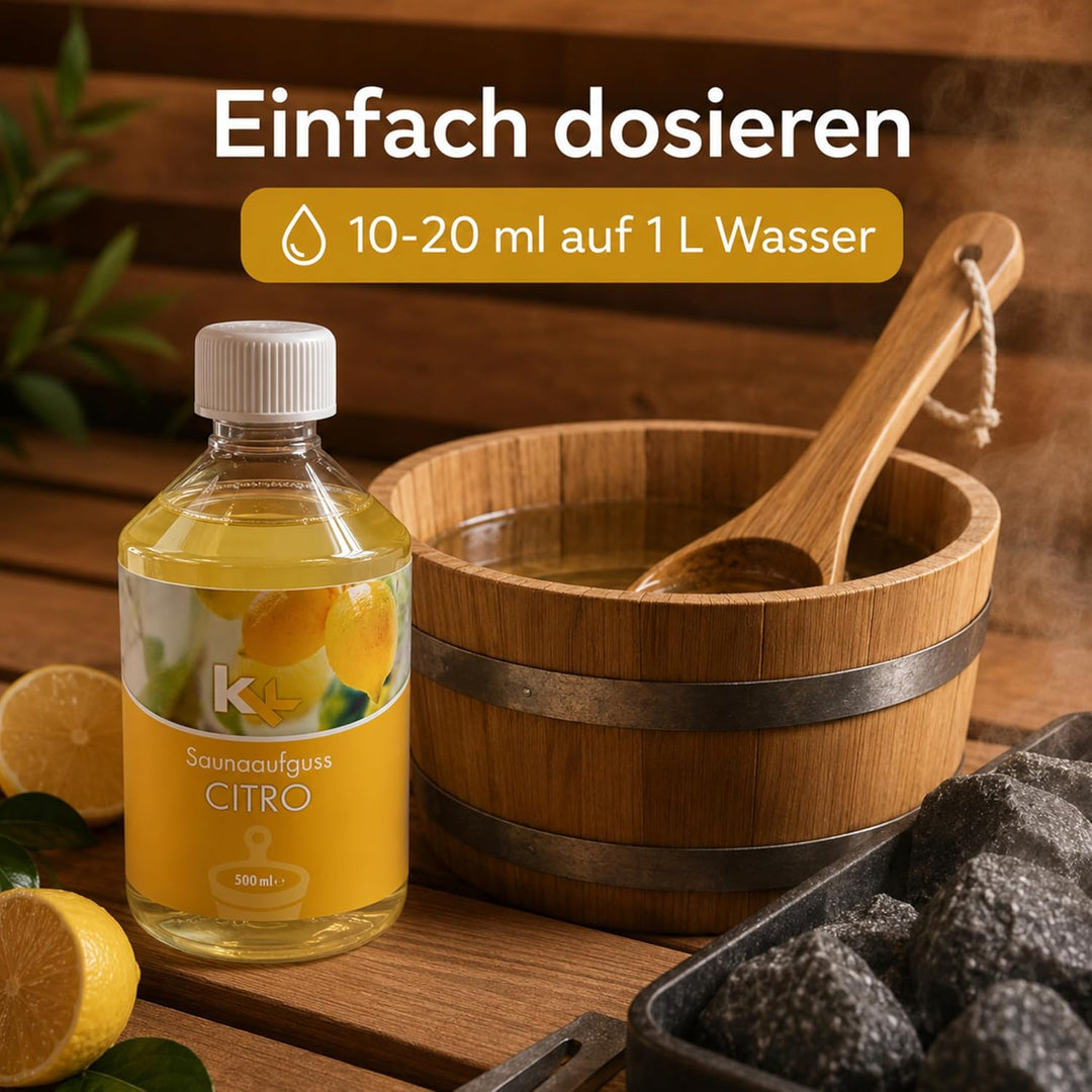KK Sauna Aufguss Konzentrate PREMIUM | 500 ml Flasche | Made in Germany | Wellness für Zuhause | Cit