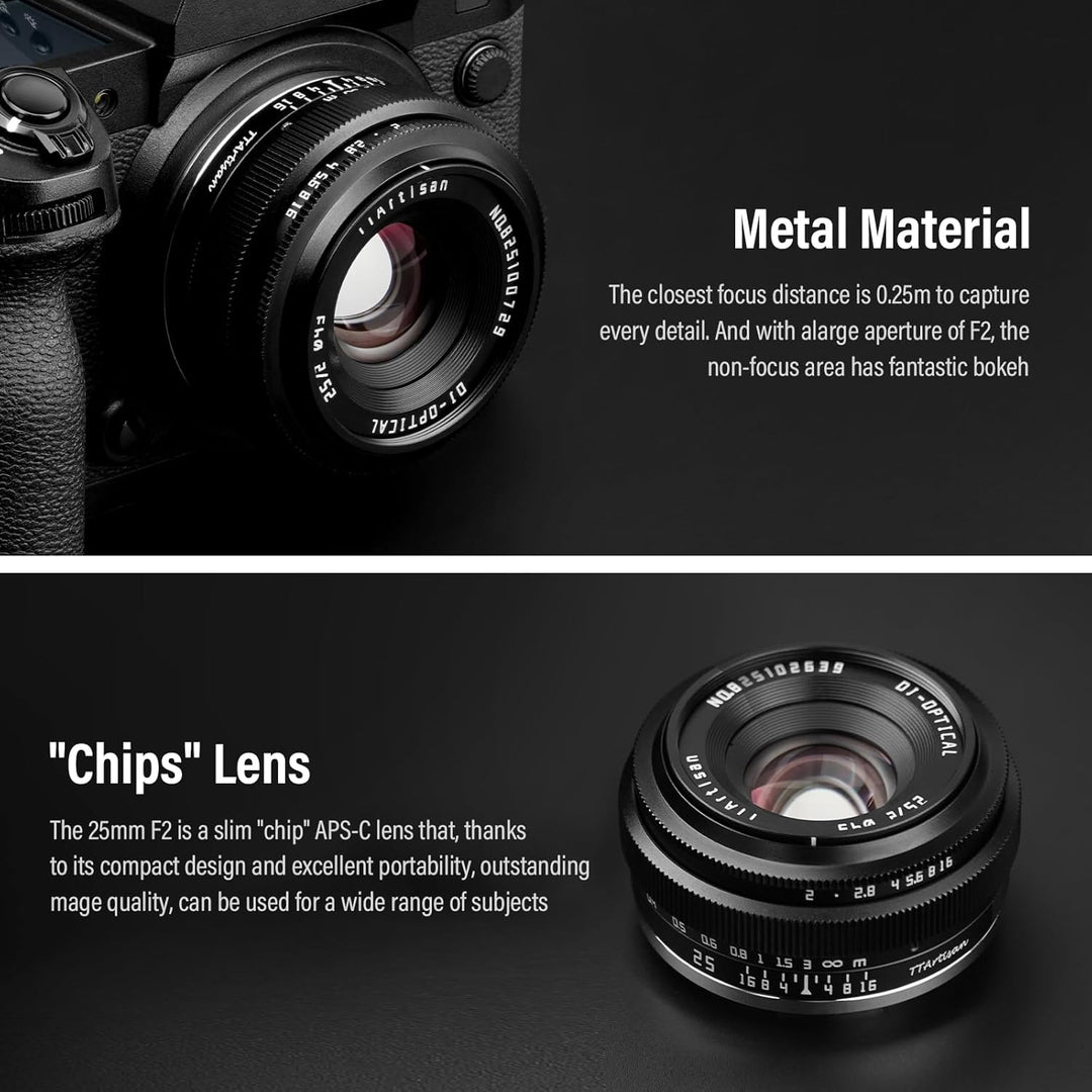 TTARTISAN 25mm F2 Kameraobjektiv Camera Lens für Fuji X-Mount APS-C Manuelles Tragbares Pancake-Obje