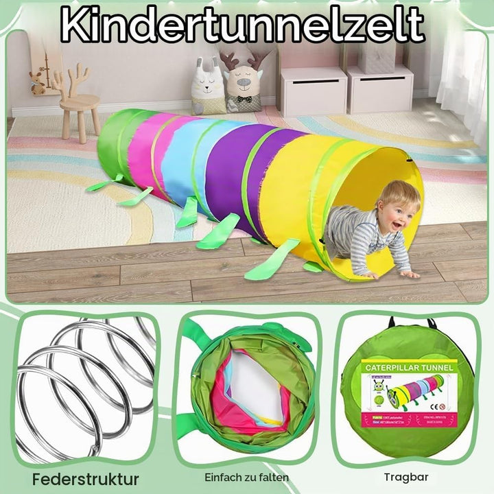WDKXCN Tunnel Kinder, Spieltunnel für Kinder, 46 x 180 cm Faltbar Krabbeltunnel Outdoor, Farbe Spiel