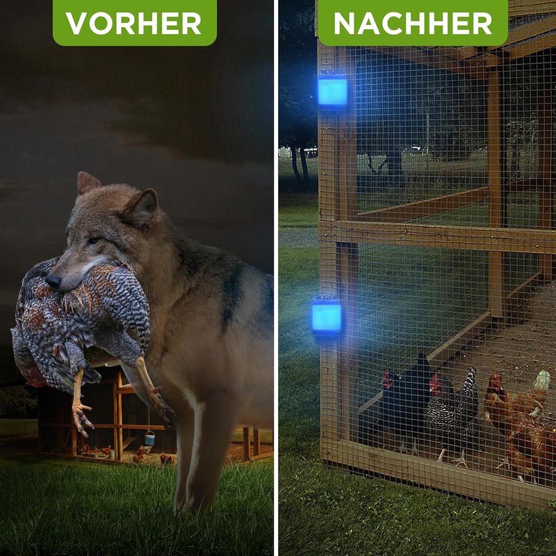 ISOTRONIC Wildschweinabwehr Wolfsvergrämer Waschbär-Schreck Tiervertreiber blaues LED-Licht gegen Wa