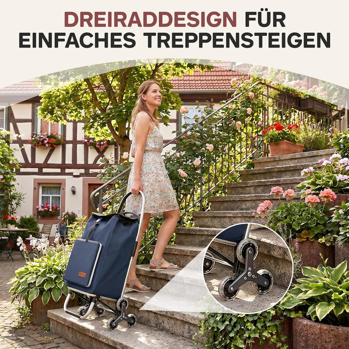 Sekey Einkaufstrolley Treppensteiger klappbar, XXL Einkaufstasche mit Kühlfach, Leichter Aluminiumra