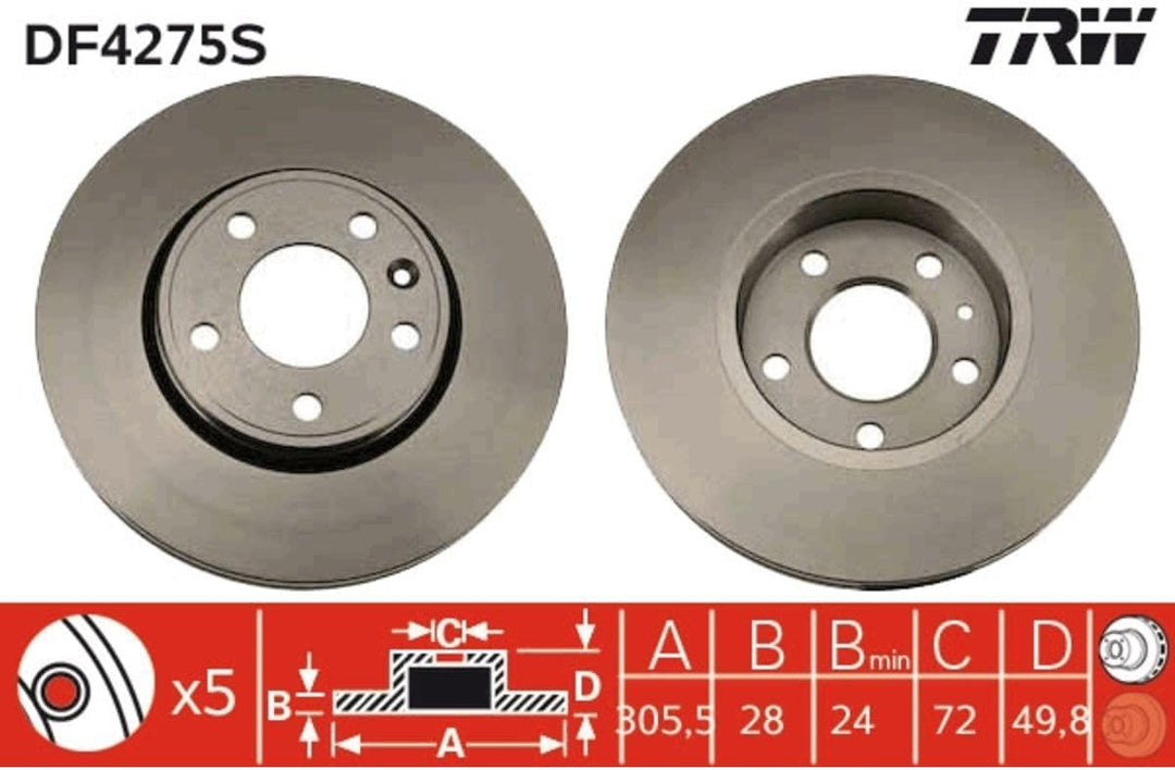 TRW Automotive AfterMarket DF4275S Bremsscheibe - (1 Stück)
