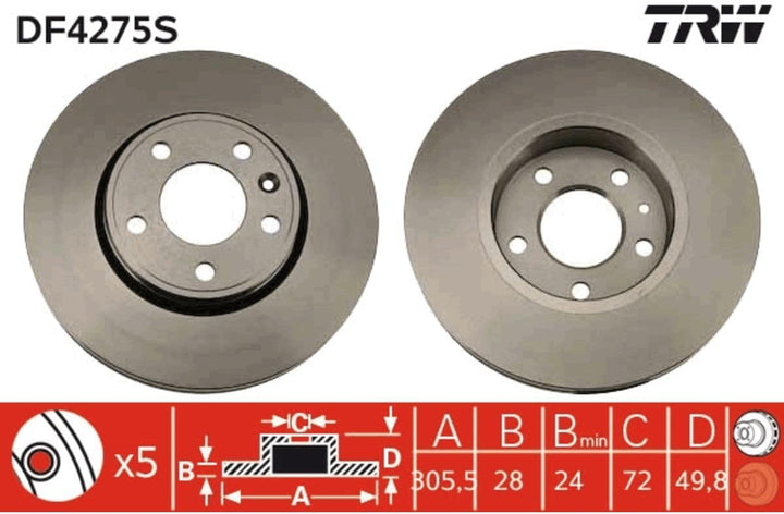 TRW Automotive AfterMarket DF4275S Bremsscheibe - (1 Stück)