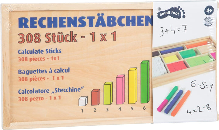 small foot Rechenstäbchen aus Holz, zum Erlernen des kleinen 1x1, 308 bunte Stäbchen in einer Box, a