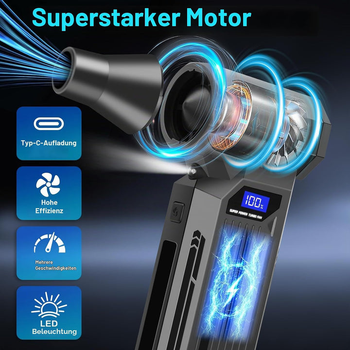 Elektrisches Air Duster- Viafexna 120000RPM Ultra-Starkes Staubgebläse Ohne Kabel, Druckluft, 4-Gang
