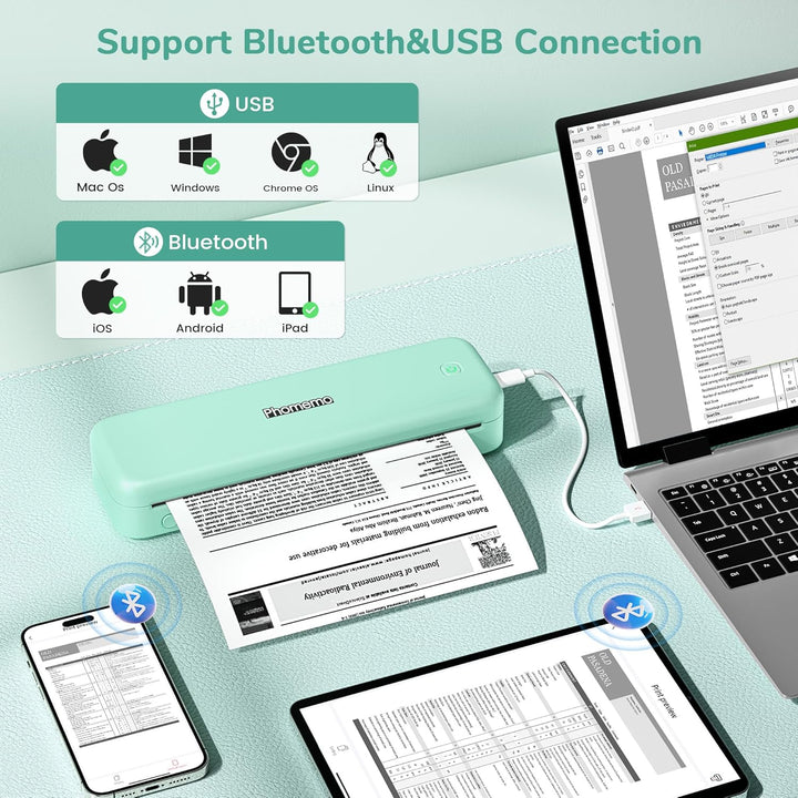 Phomemo M834 Thermodrucker A4, Mobiler Drucker A4 für Unterwegs, Büro, Schule, Zuhause, Kompatibel m