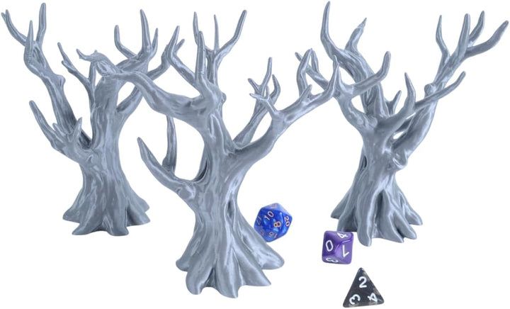 28-mm-Waldbaum-Gelände-Set (3 Teile) für Tabletop-Kriegsspiele und Rollenspiele | Einfache graue Gel