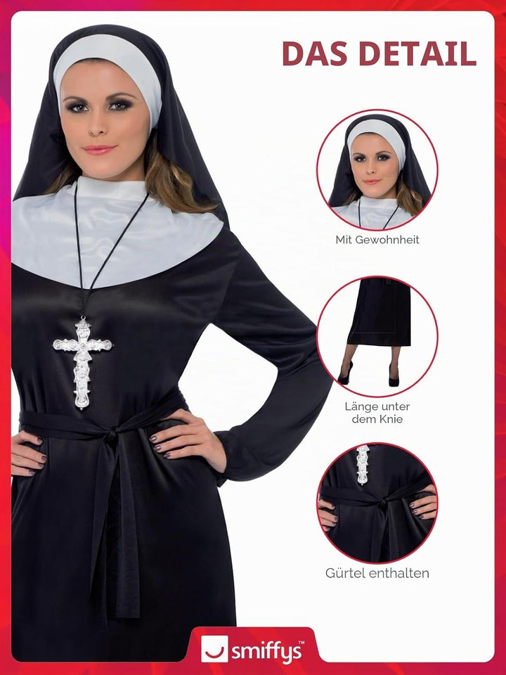 Smiffys BR20423XS Nonne Kostüm, Damen Plus X1 (UK 20-22), Plus X1 (UK 20-22)