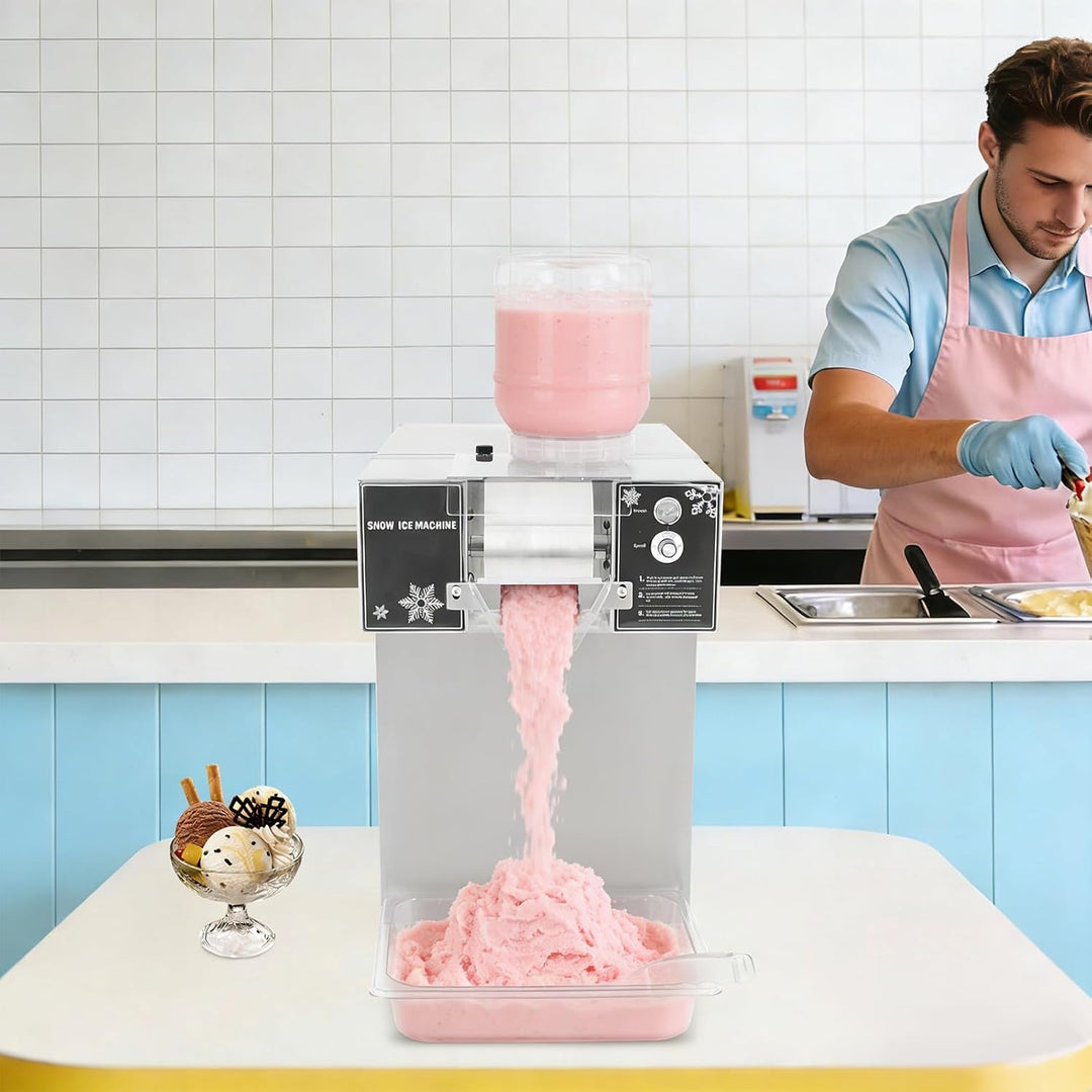 Schneeflocken Eismaschine 180kg/Tag 1200W Gewerbliche Schnee Eis Maschine aus Edelstahl, 9 stufige r