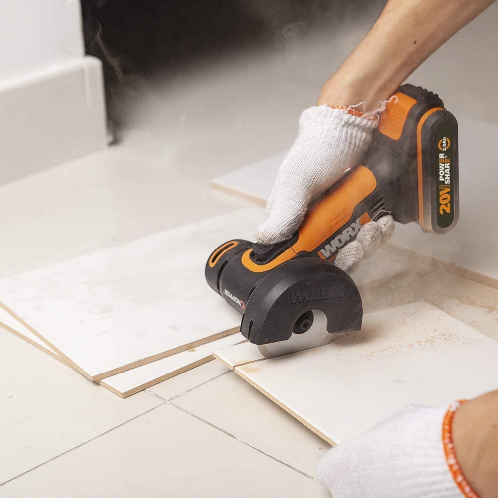 WORX Akku Winkelschleifer WX801 Powershare 2,0Ah Akku und Ladegerät 76mm Kompaktschleifer mit schmal