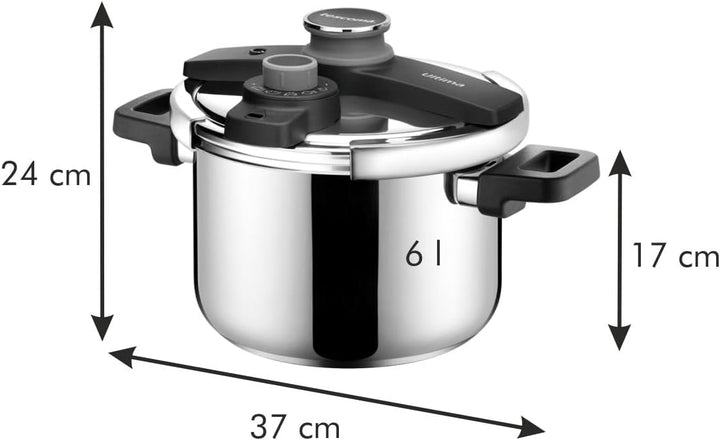 Tescoma ULTIMA Schnellkochtopf 6 l, Einhandbedienung mit intuitiver Druckeinstellung und Druckanzeig