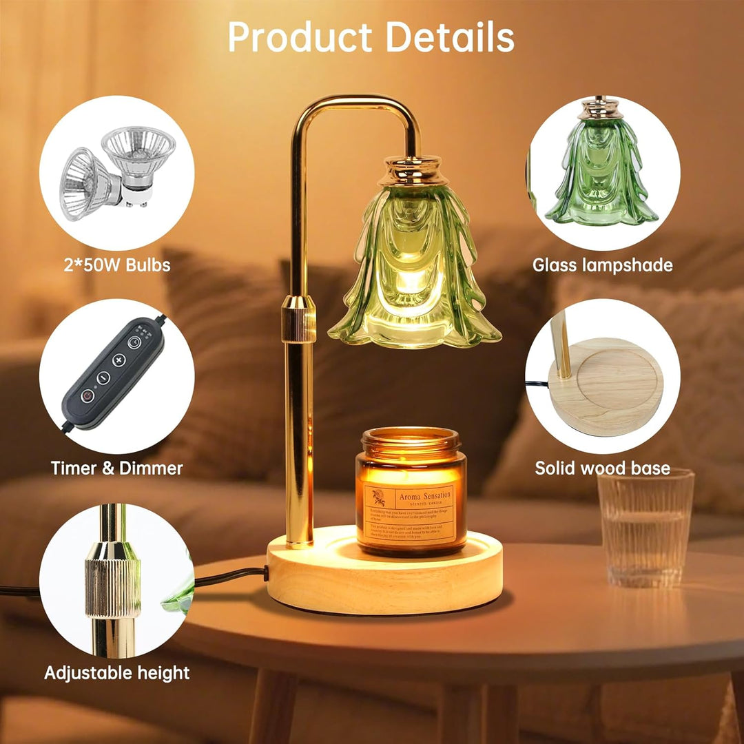 Candle Warmer Lamp with Timer Electric Adjustable Height Candle Dimmable Wax Warmer Lamp Jar Candles