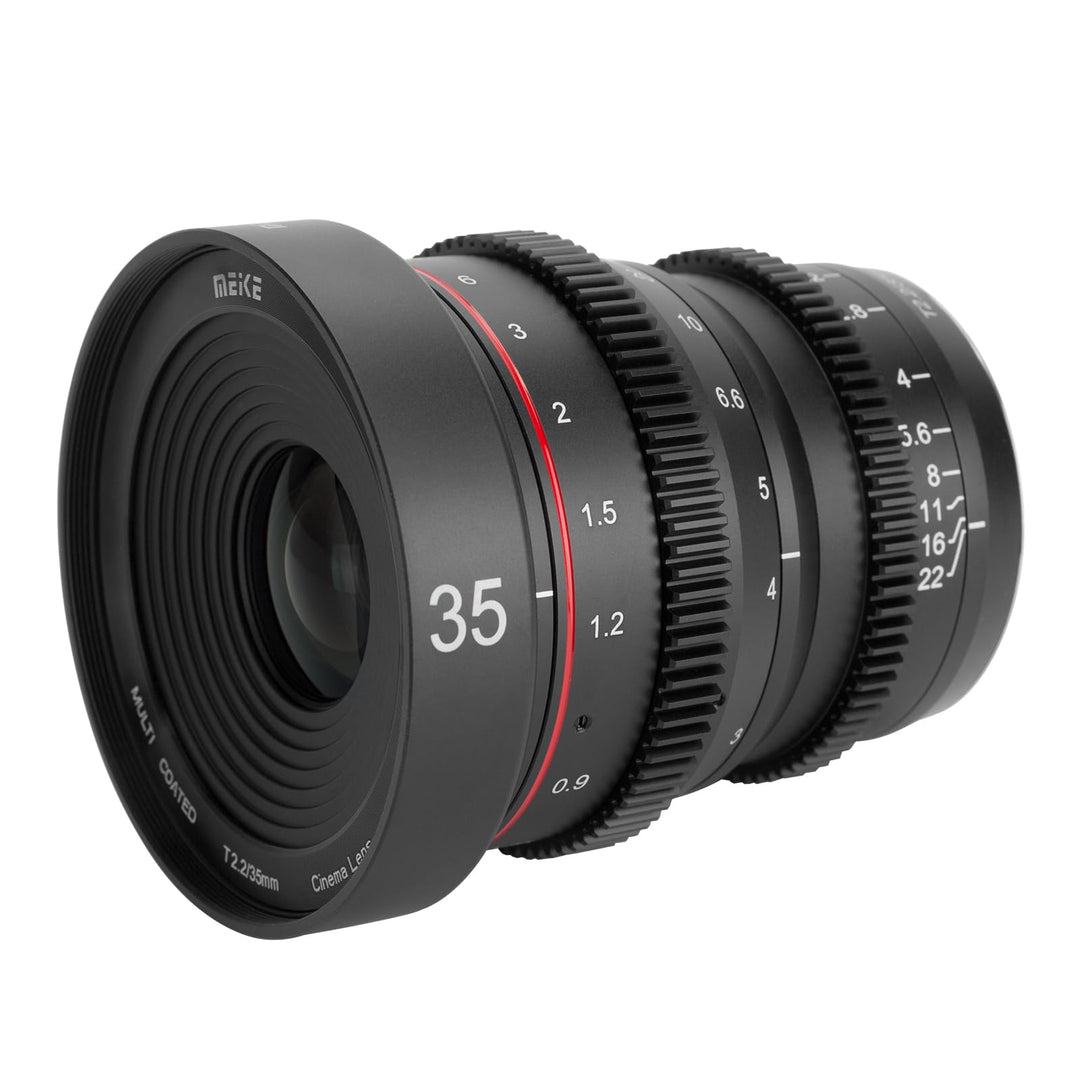 MEKE 35mm T2.2 grosse Blende, manueller Fokus, niedrige Verzerrung, 4K Mini-Cine-Objektiv für Micro
