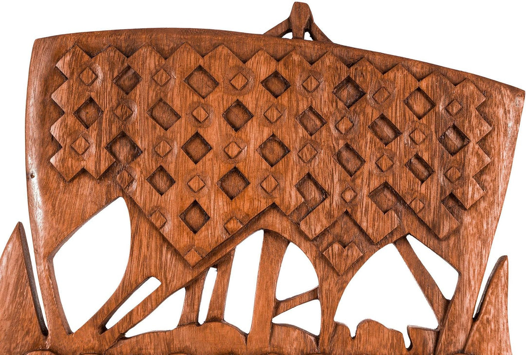 Windalf Handarbeit Wikingerboot NORTH 25 cm Vikings Wand Deko Wandrelief Holzdeko Nordmann Holz