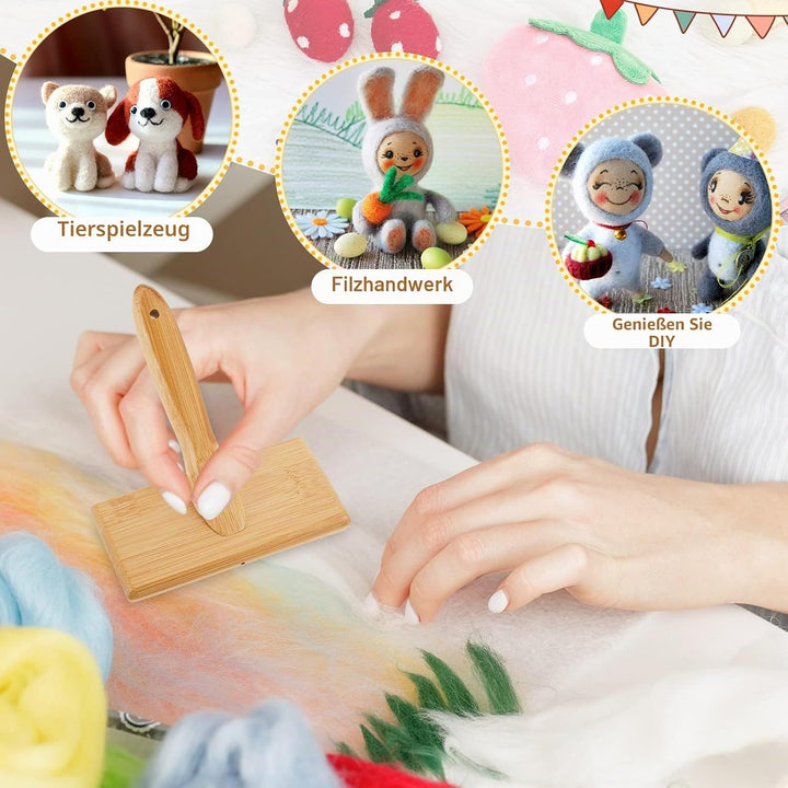 4 Pcs Wool Blending Board Carding Brush Set Wool Hand Carders Wood Brushes Wool Carders Needle Filti