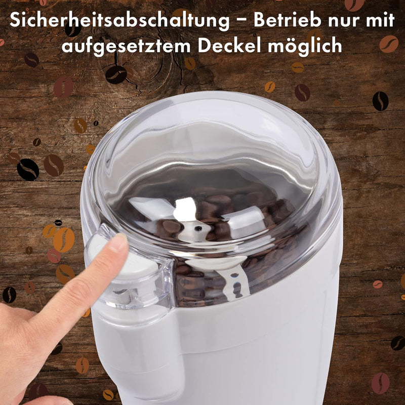 Clatronic® elektrische Kaffeemühle | Edelstahlschlagmesser | Fassungsvermögen 40 Gramm | 120 Watt Mo