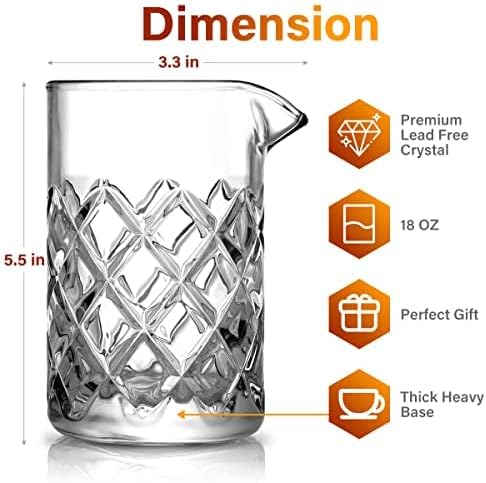 Eligara Cocktail Mixing Glass,Crystal Mixer Glas Cocktail Shaker, Thick Bottom Krug für Martini, Rüh