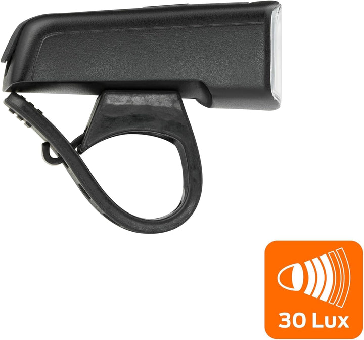 AXA Fahrradlicht Dwn Front 30 Lux – USB Aufladbar – 11 Stunden Leuchtdauer – Batterieanzeige – StVZO