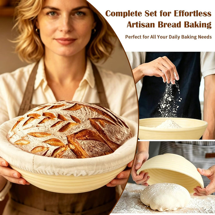 Brot Gärkorb Set SILIKON Sauerteig Gärkörbchen Brot Backen Starter Set Brot Zubehör Kit Brotbackkorb
