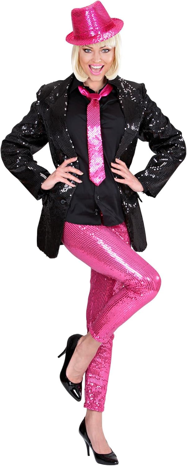 W WIDMANN MILANO Party Fashion - Leggings mit Pailletten, glänzend, Disco Fever, für Faschingskostüm