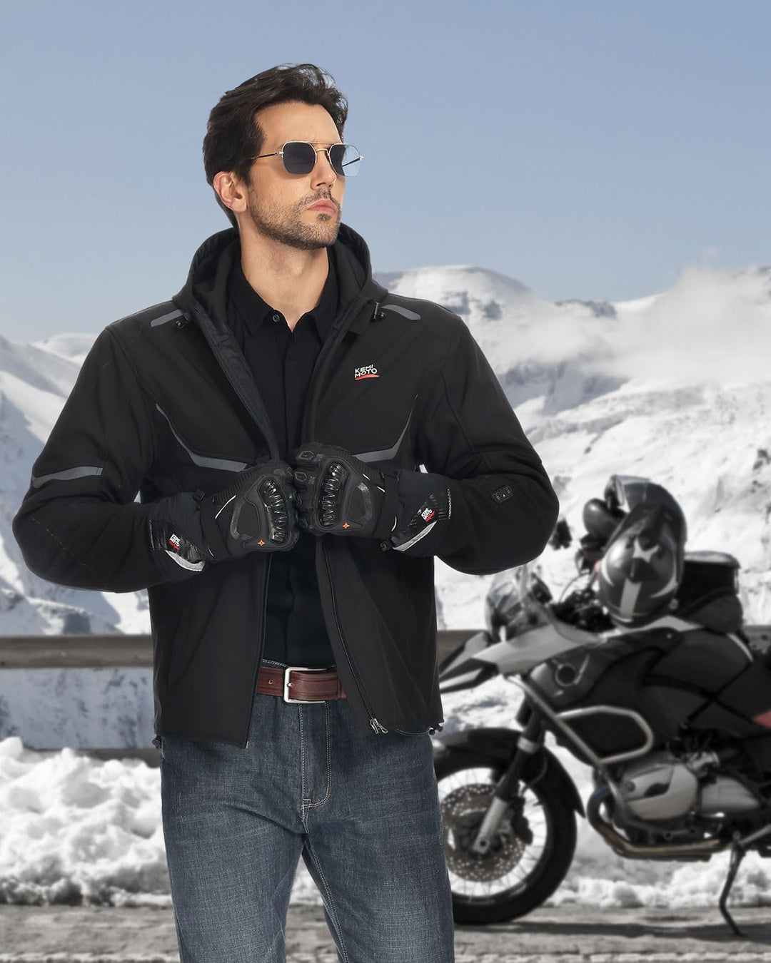 KEMIMOTO Winter Motorradhandschuhe, geprüfte Motorradhandschuhe,Motorrad Handschuhe Winter, Touchscr