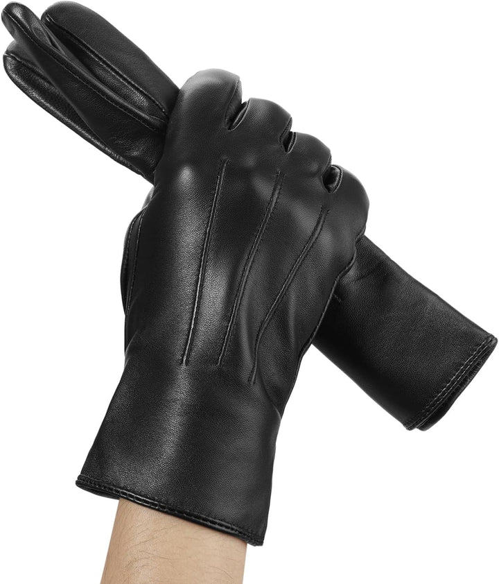 BISON DENIM leder handschuhe damen-Kaschmirverkleidung, Touchscreen und Winterhandschuhe Schwarz XL,