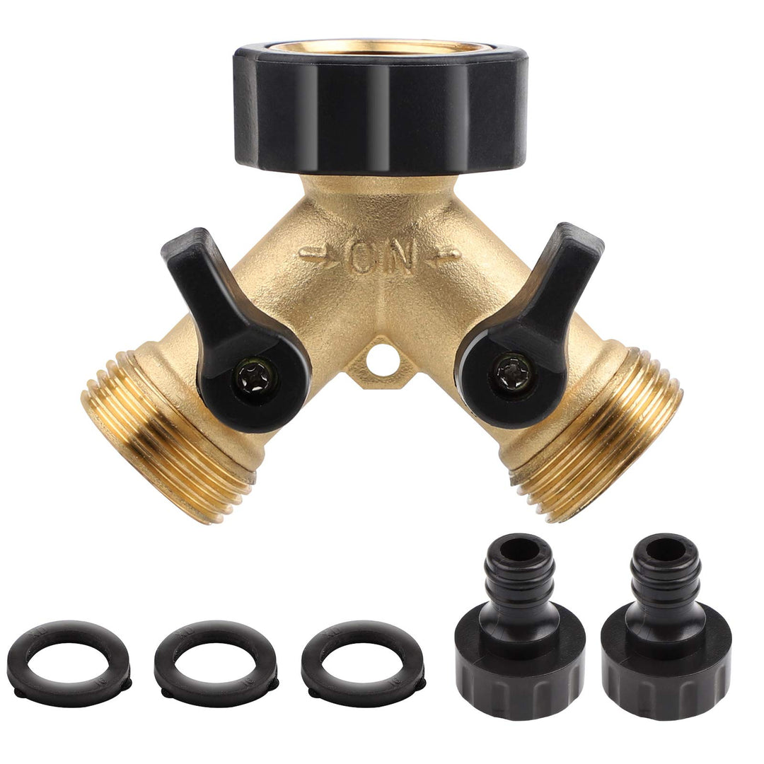 CPROSP 3/4 Zoll Verteiler aus Messing, für Zulaufschläuche, mit 2 Drehschalter, mit 2 * Hahnstückada