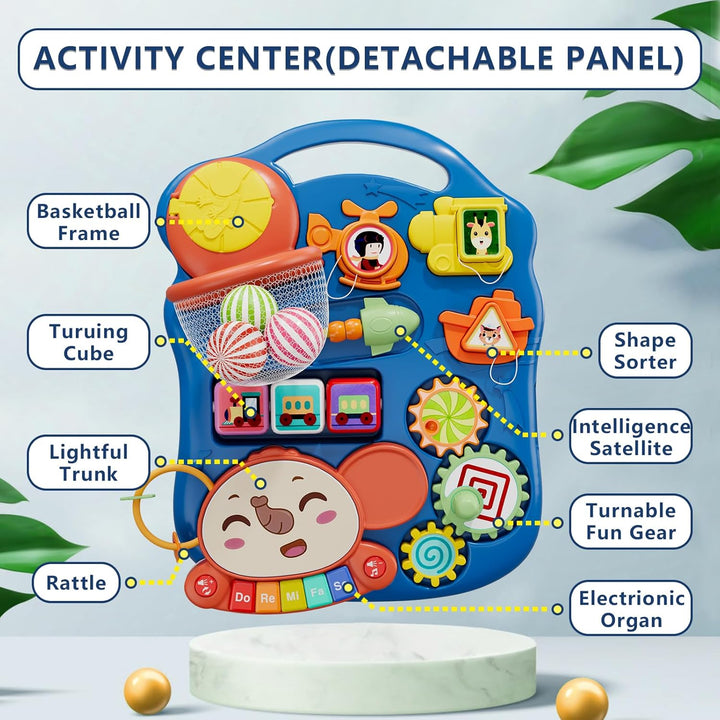 HYES 5 in 1 Lauflernwagen, Baby Spiel und Lauflernhilfe mit Musik und Abnehmbarem Spielboard, Laufwa