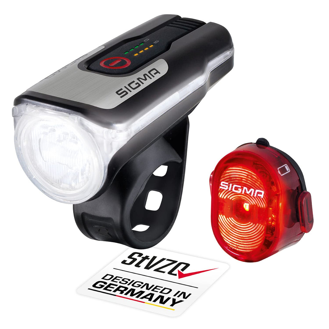 Sigma LED Fahrradlicht Set Aura 80 & Nugget II | StVZO zugelassenes, akkubetriebenes Vorderlicht und