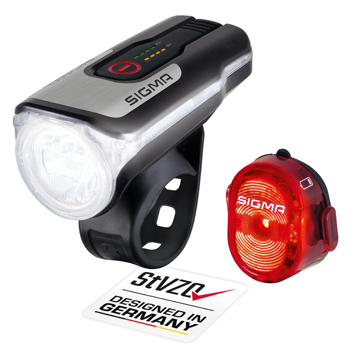 Sigma LED Fahrradlicht Set Aura 80 & Nugget II | StVZO zugelassenes, akkubetriebenes Vorderlicht und
