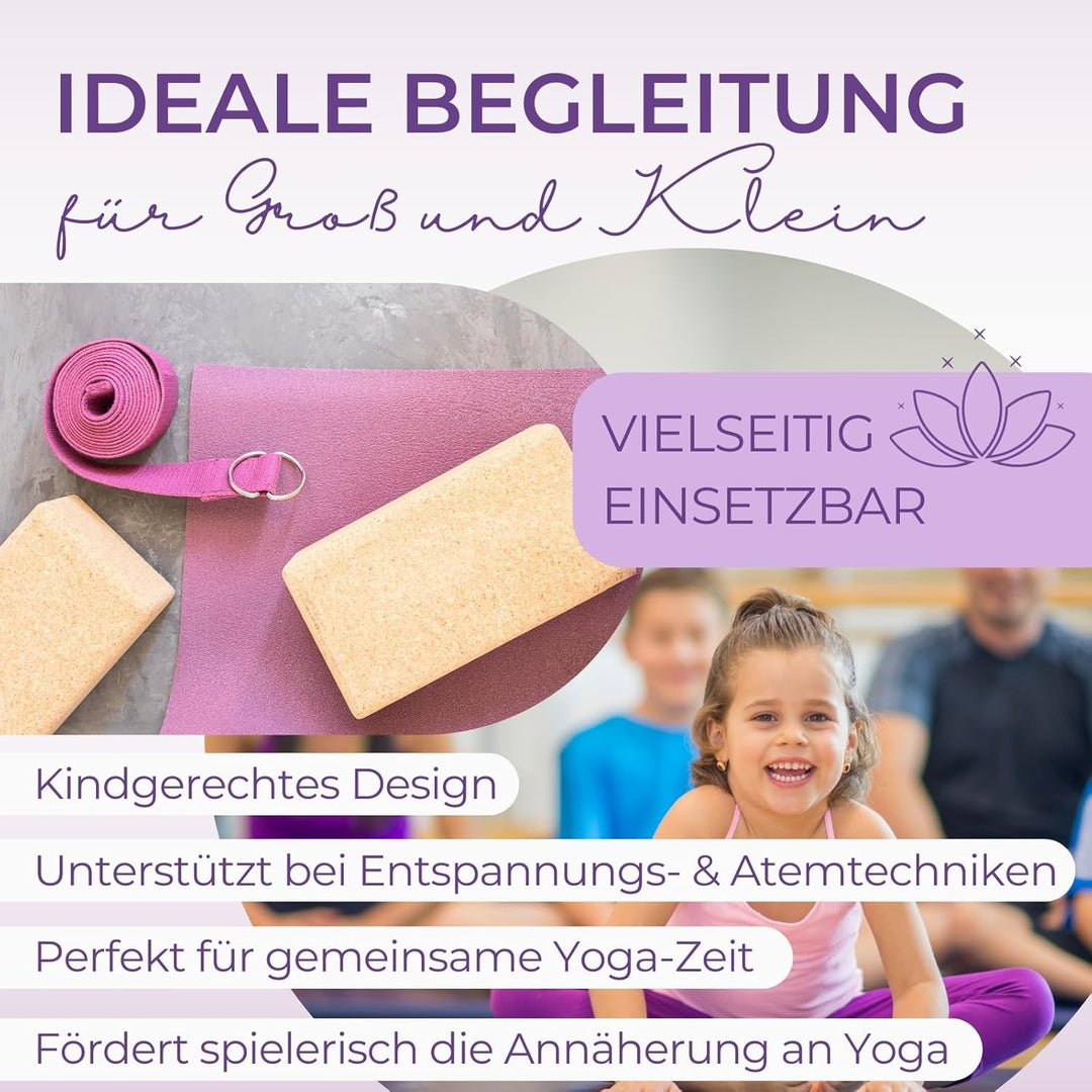 EMMAfit Kork Yoga Block Wave I 227 x 150 x 75mm I hochwertiger Kinder-Yogablock aus Kork für Yoga-Üb