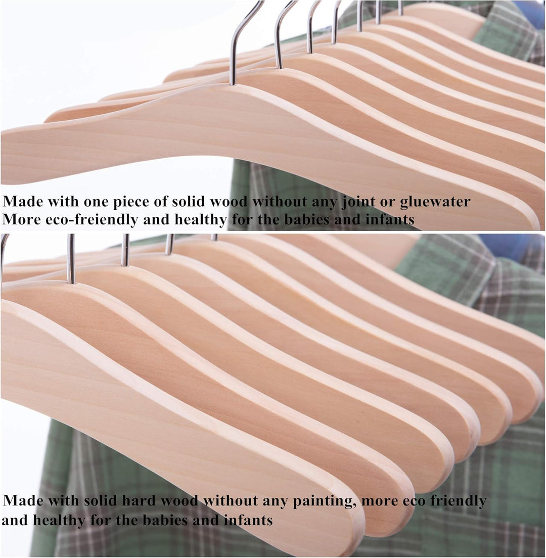 30cm Kleiderbügel aus Holz, für Kinder und Kleinkinder, mit 360 drehbarem Haken, 10 Stück,naturbelas