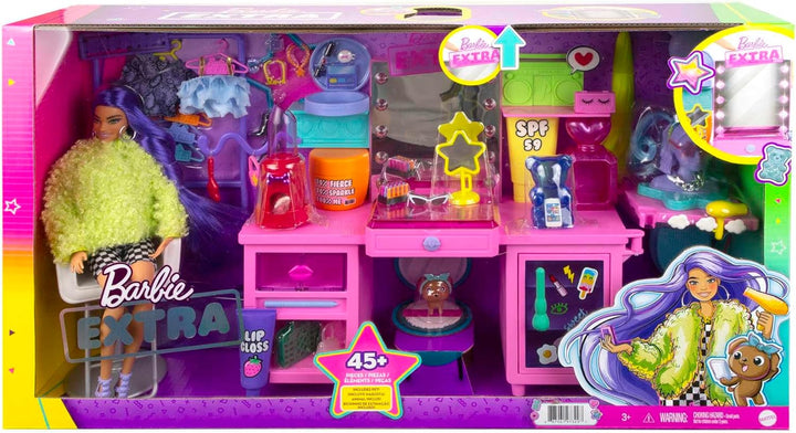 Barbie GYJ70 Extra Spielset mit exklusiver Puppe, Hündchen &amp; 45+ Teile, Spielzeug ab 3 Jahren, Spiel