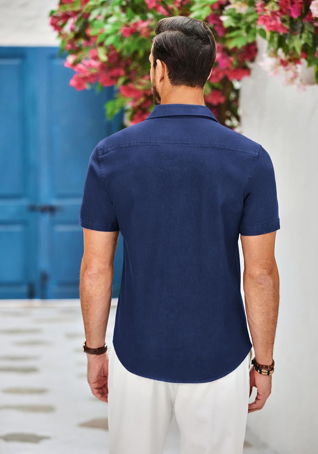 COOFANDY Herren Hemd Kurzarm Jeanshemd Slim Fit Baumwolle Vintage Freizeithemd Sommer Hemden Für Her